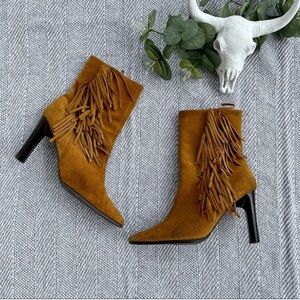Predictions Leather Collection Fringed Ankle Boots